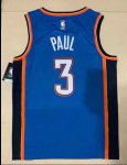 NBA 3 Chris Paul OKC Thunder 19-20 Season Maillot bleu